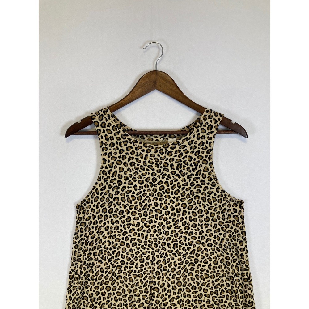 Old Navy Luxe Tank Top Womens Small Brown Leopard Print High Neck Sleeveless - Picture 4 of 9